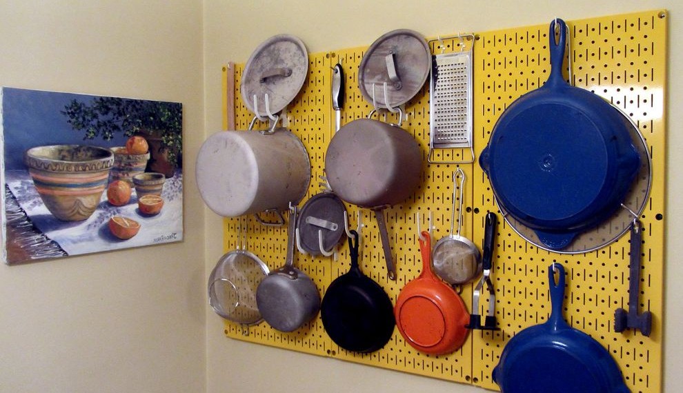Steel Pegboard Modern Kitchen with Julia Childs Pegboard