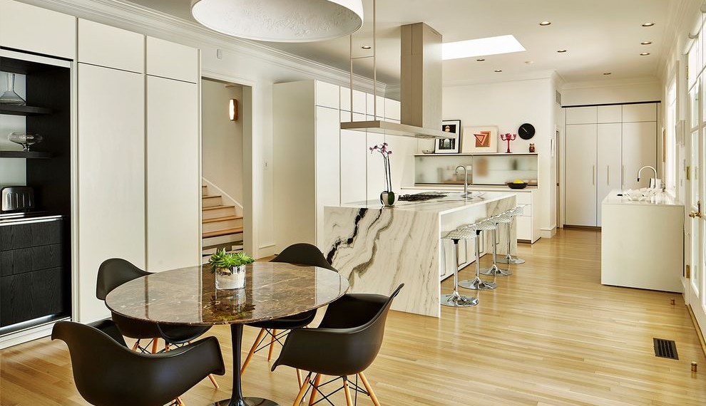Steel Pegboard Modern Kitchen with Large Kitchen Island
