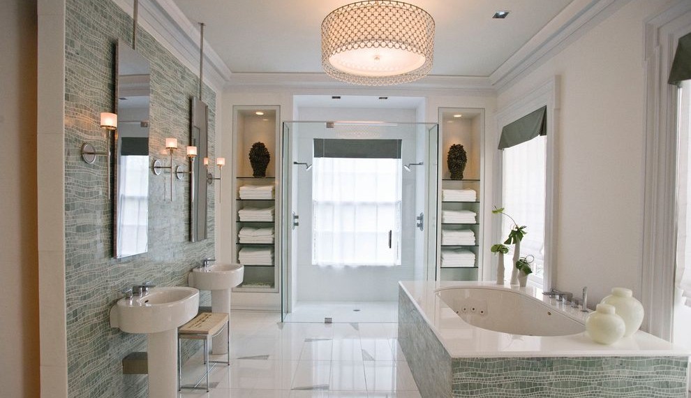Stripping Towels Contemporary Bathroom with Bench Seat
