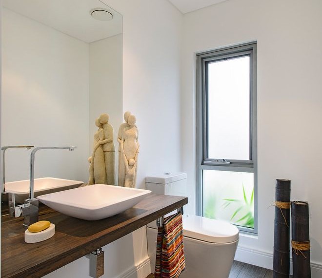 Stripping Towels Contemporary Bathroom with White Walls