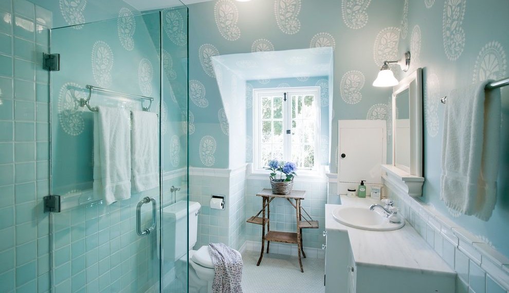 Stripping Towels Traditional Bathroom with Alcove