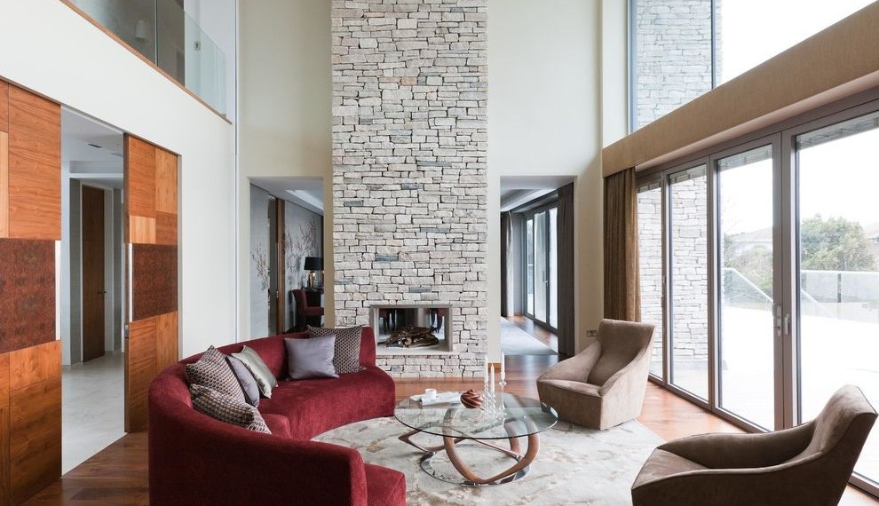 Suede Couch Cleaner Contemporary Living Room with Curved Red Couch