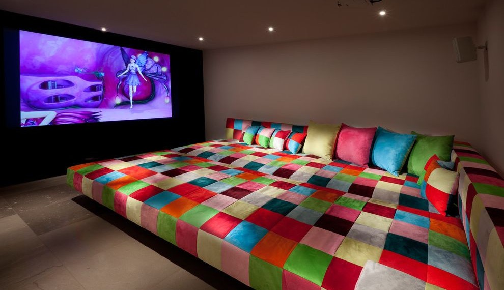 Suede Couch Cleaner Eclectic Home Theater with Decorative Pillows