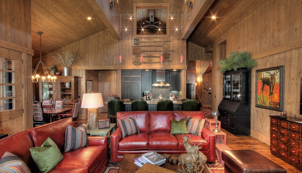 Suede Couch Cleaner Rustic Family Room with Chandelier