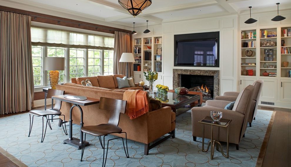Suede Couch Cleaner Traditional Family Room with Brown Curtains