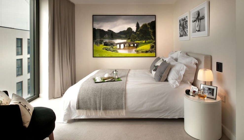 Swann Security System Installation Contemporary Bedroom with White Sheets