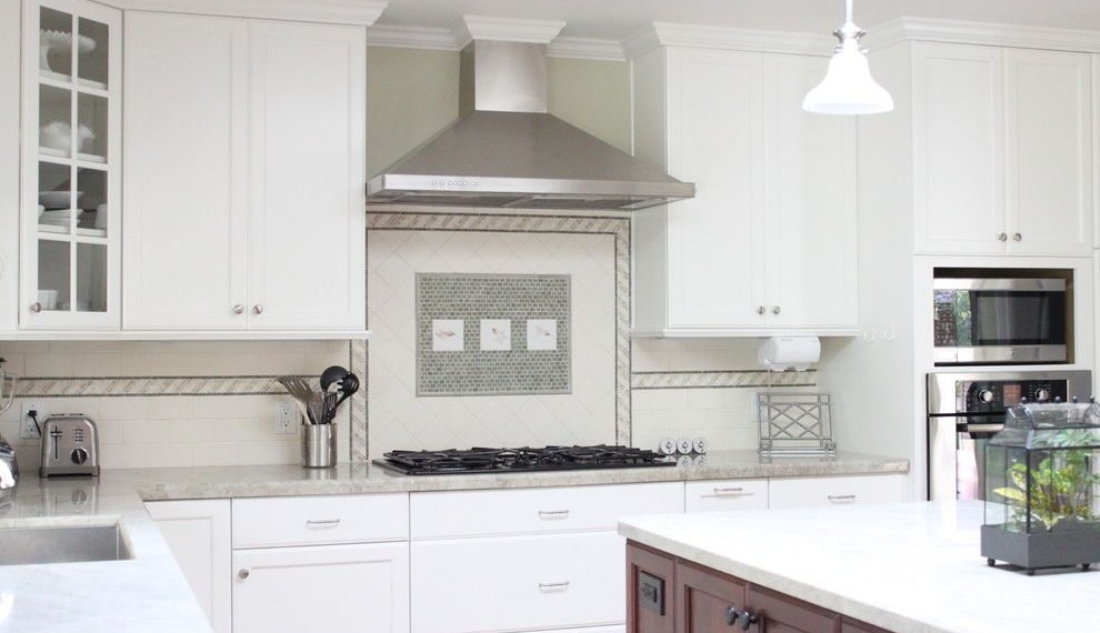 Tile Medallions Traditional Kitchen with Tile Backsplash Trim