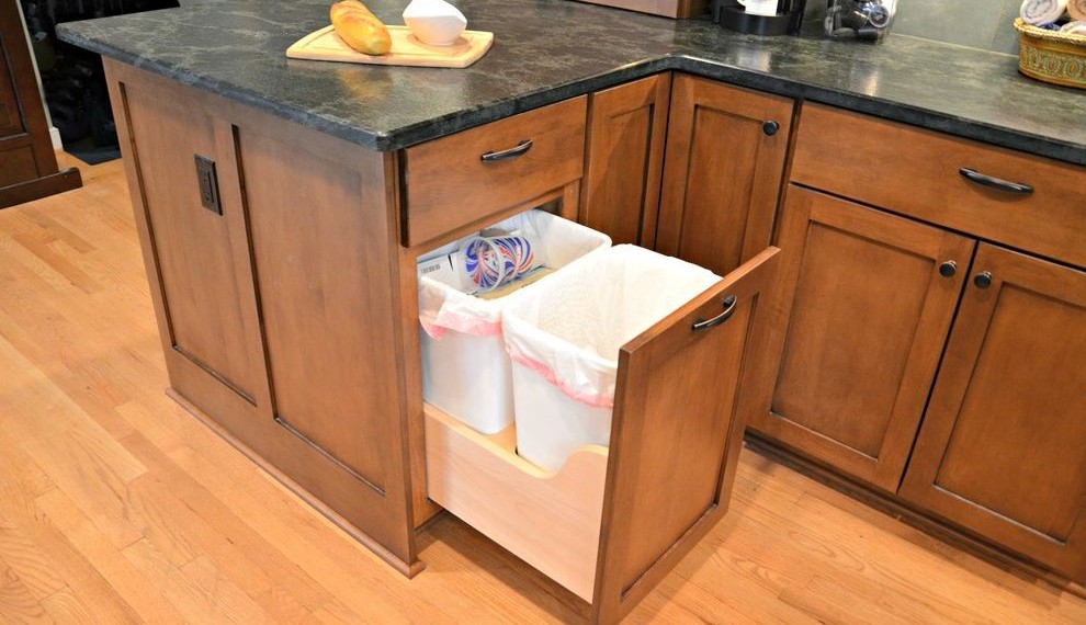 Tilt Trash Can Midcentury Spaces with Cutting Board