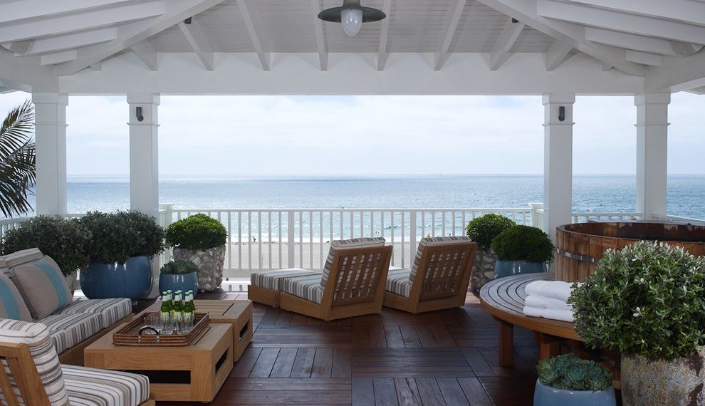Tongue and Groove Decking Tropical Deck with Basketweave Floor