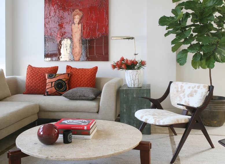 Tree Stump Side Table Contemporary Living Room with Mid Century Modern