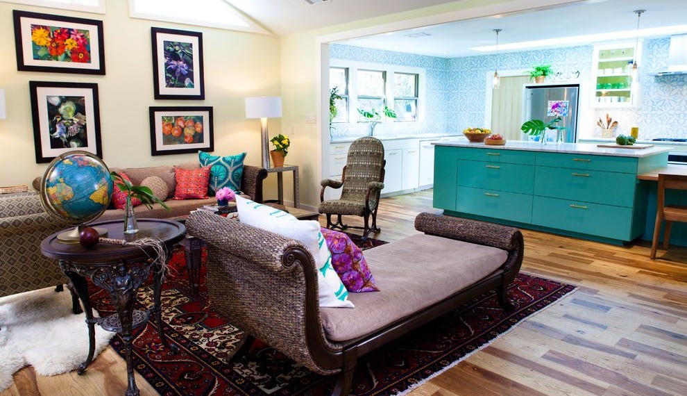 Turquoise Kitchen Chairs Eclectic Living Room with Vaulted Ceiling