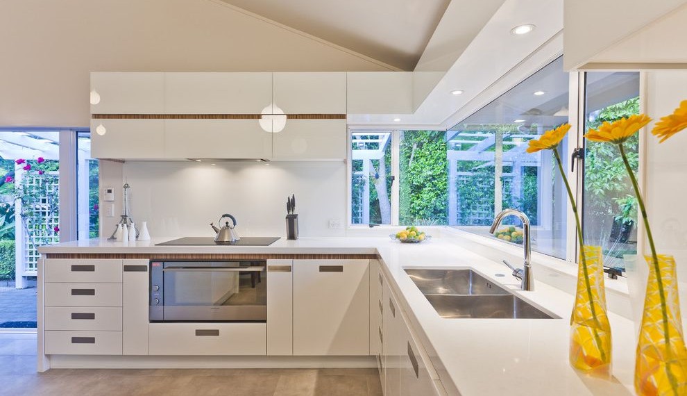 Unclog Kitchen Sink Contemporary Kitchen with Pendant Lighting