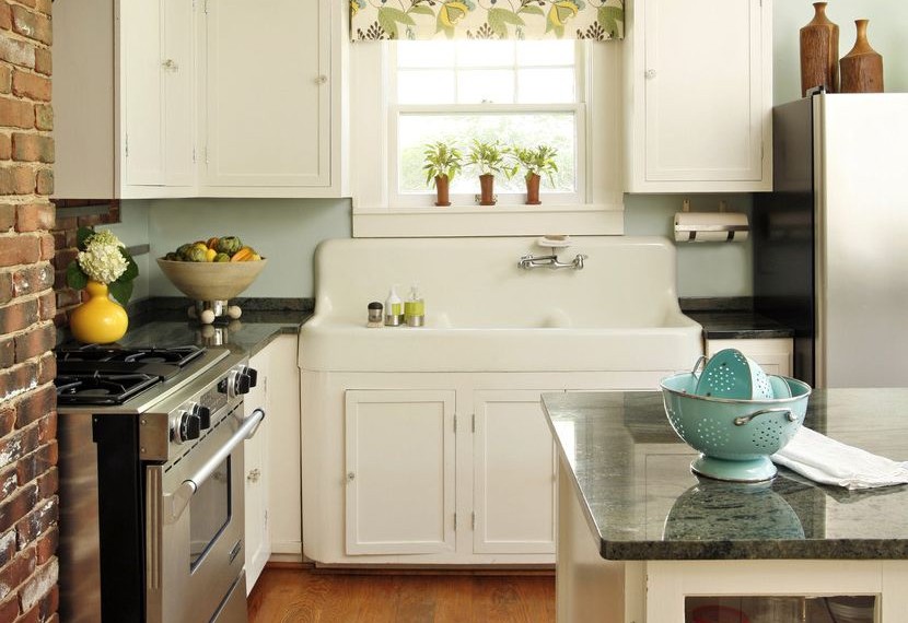 Unclog Kitchen Sink Eclectic Kitchen with Brick