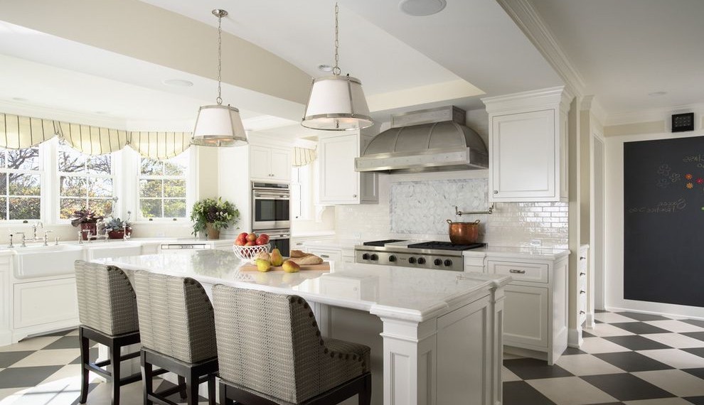 Unclog Kitchen Sink Traditional Kitchen with Harlequin Floor Pattern