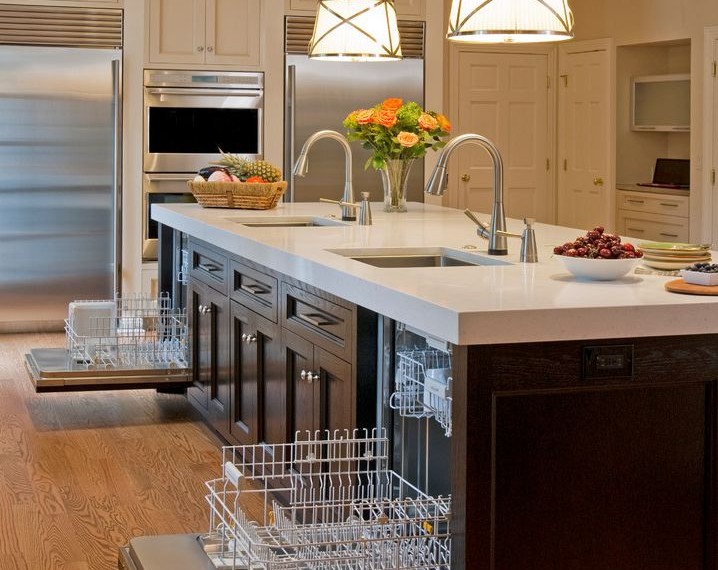 Undersink Water Filter Traditional Kitchen with Double Kitchen Sink