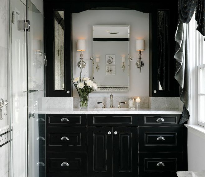 Vertical Bathroom Lights Traditional Bathroom with Recessed Lighting