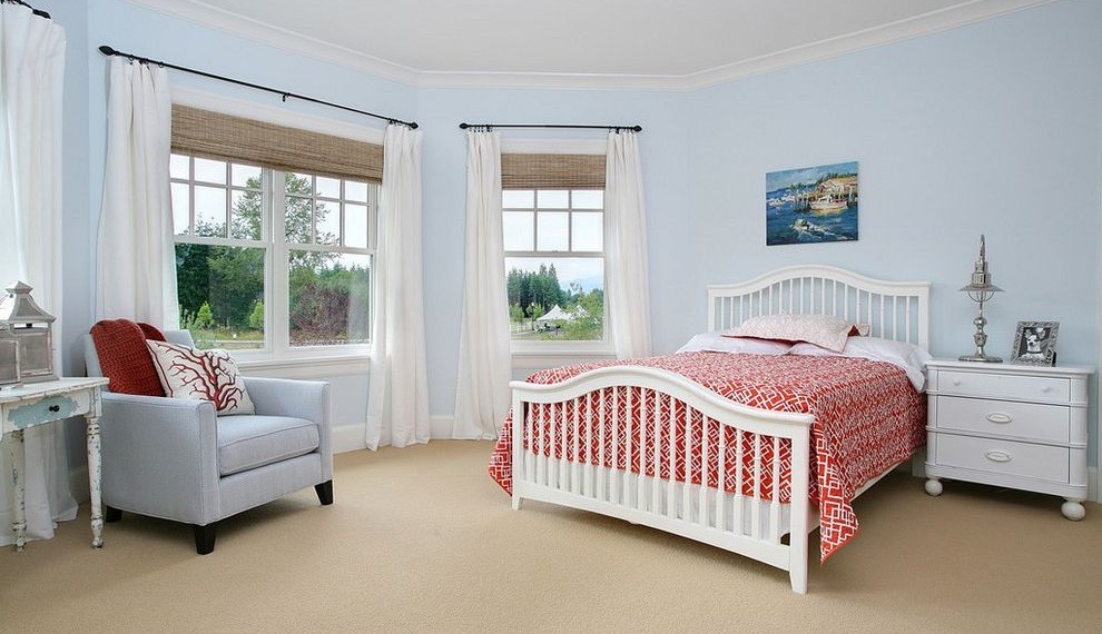 Vertical Blinds Repair Traditional Bedroom with Curtains