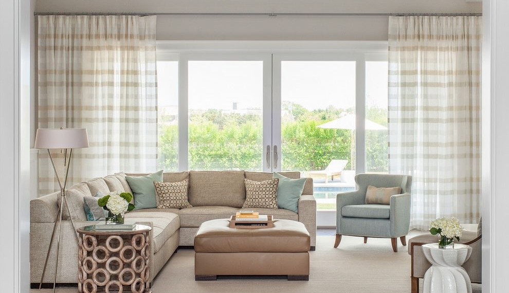 Wallbeds N More Beach Style Living Room with Aqua Blue Armchair
