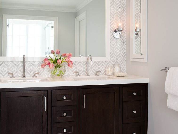Watch Full Episodes Online Free Transitional Bathroom with Bianco Carrara