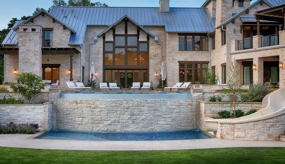 Water Heater Element Transitional Pool with Infinity Edge Pool