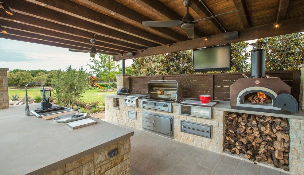 Water Heater Installation Cost Traditional Patio with Patio Kitchen