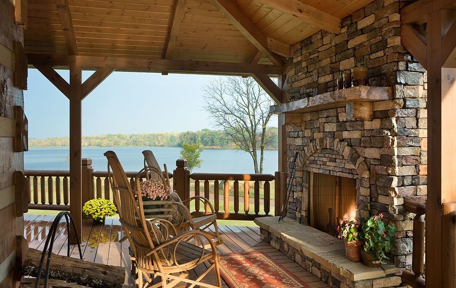 West Virginia Cabins Rustic Patio with Lake View