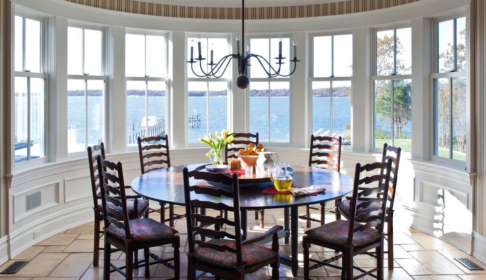 What Size Tablecloth for 8ft Rectangular Table Traditional Dining Room with Brown Striped Walls