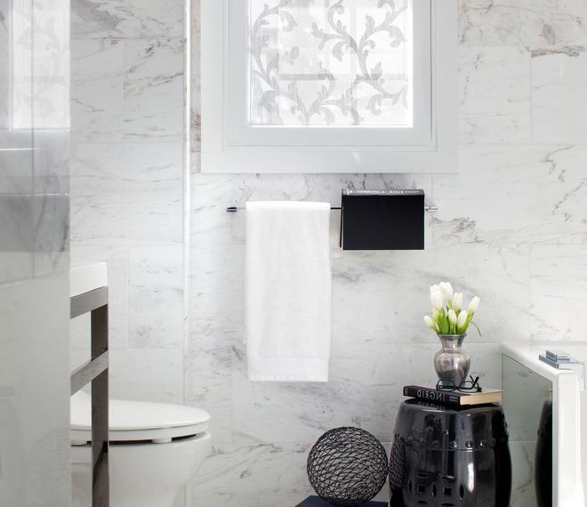 Window Tinting Film Contemporary Bathroom with Marble Wall