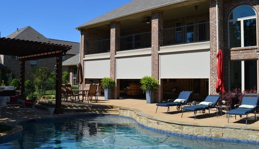 Window Toppers Traditional Patio with Patio Shades