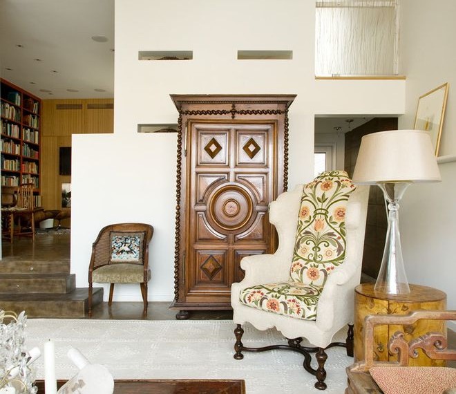Wingback Chair Covers Contemporary Living Room with Ceiling Treatment