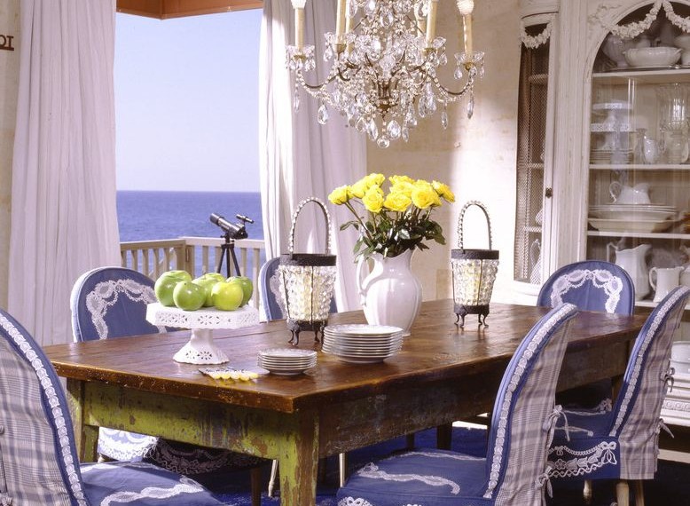 Wingback Chair Covers Traditional Dining Room with Blue and White Slipcovers
