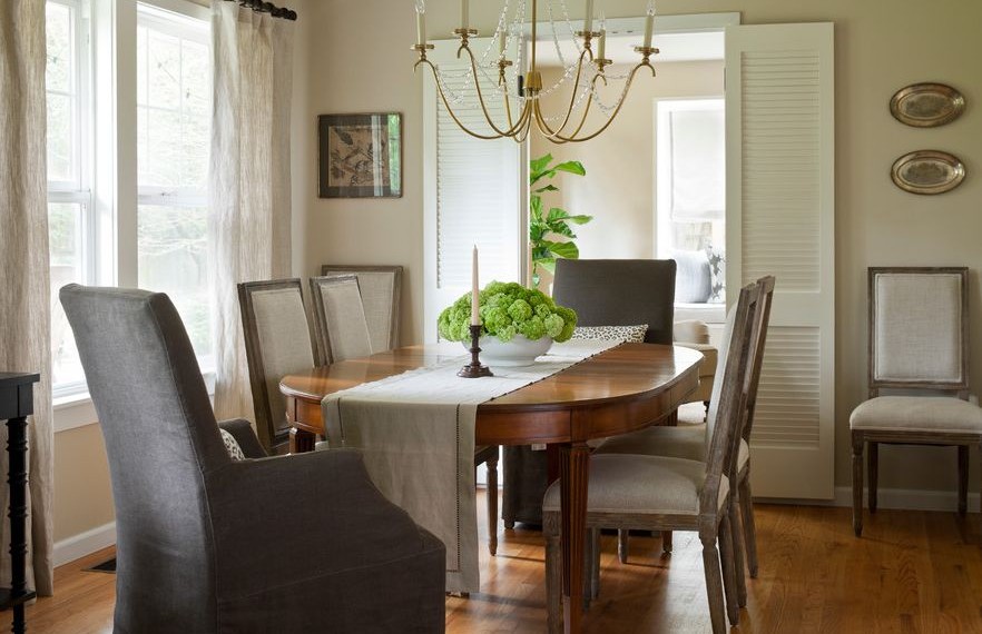 Wingback Chair Slipcover Traditional Dining Room with Candlestick