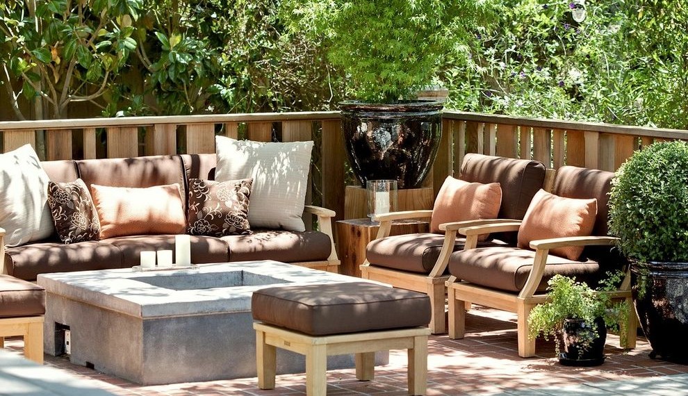 Wood Burning Fire Pits Transitional Patio with Outdoor Seating