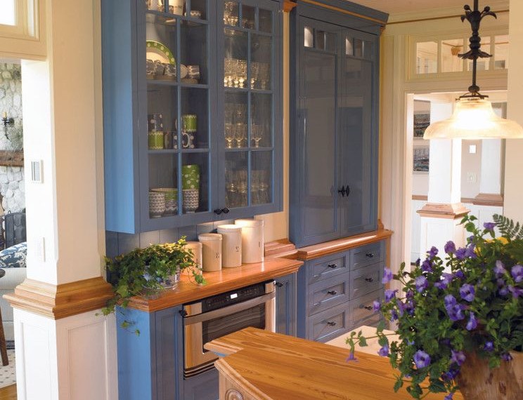 Wood Gun Cabinet with Etched Glass Traditional Kitchen with Glass Cabinets