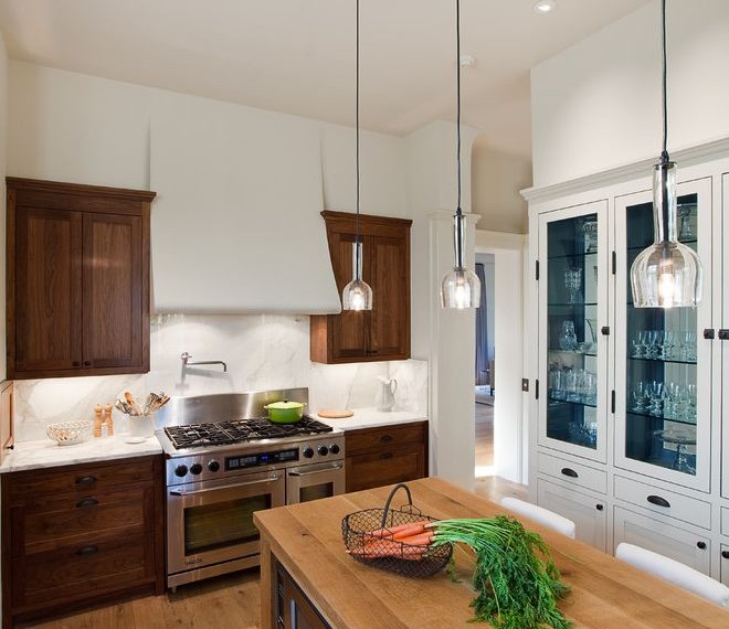 Wood Gun Cabinet with Etched Glass Traditional Kitchen with Under Cabinet Lighting