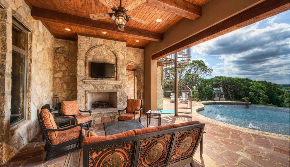 Wrought Iron Patio Furniture Mediterranean Patio with Recessed Lighting