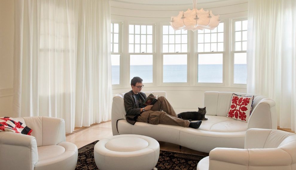 Www Shelterlogic Com Contemporary Living Room with Round Windows