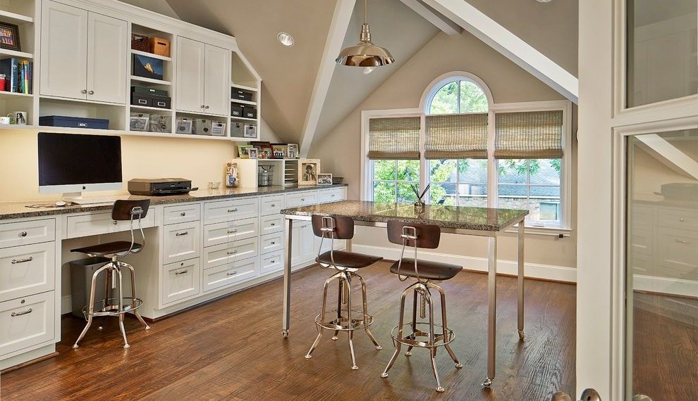 Yeager Flooring Transitional Home Office with Standing Desk